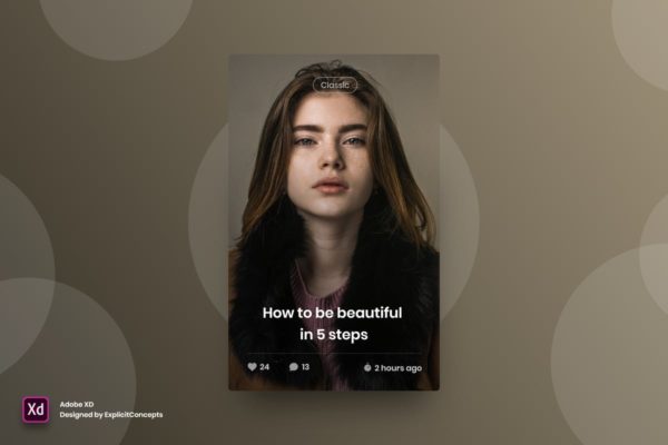 博客文章列表小部件窗口设计模板 Blog Widget – Adobe XD