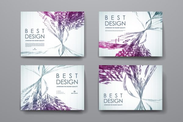 漂亮飘逸线条抽象画册模板 Brochures Templates