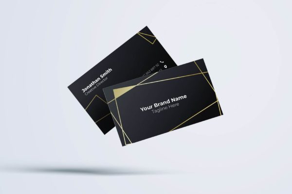几何图形酷黑背景企业素材库精选名片模板v7 Business Card Template.v7