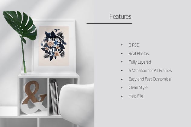 居家风格艺术作品/照片展示画框相框样机模板 Frame Mock-Up Home Style插图(6)