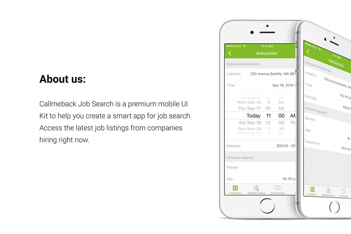 招聘APP应用用户界面设计UI素材 Callmeback – UI Design for Job Search插图(1)