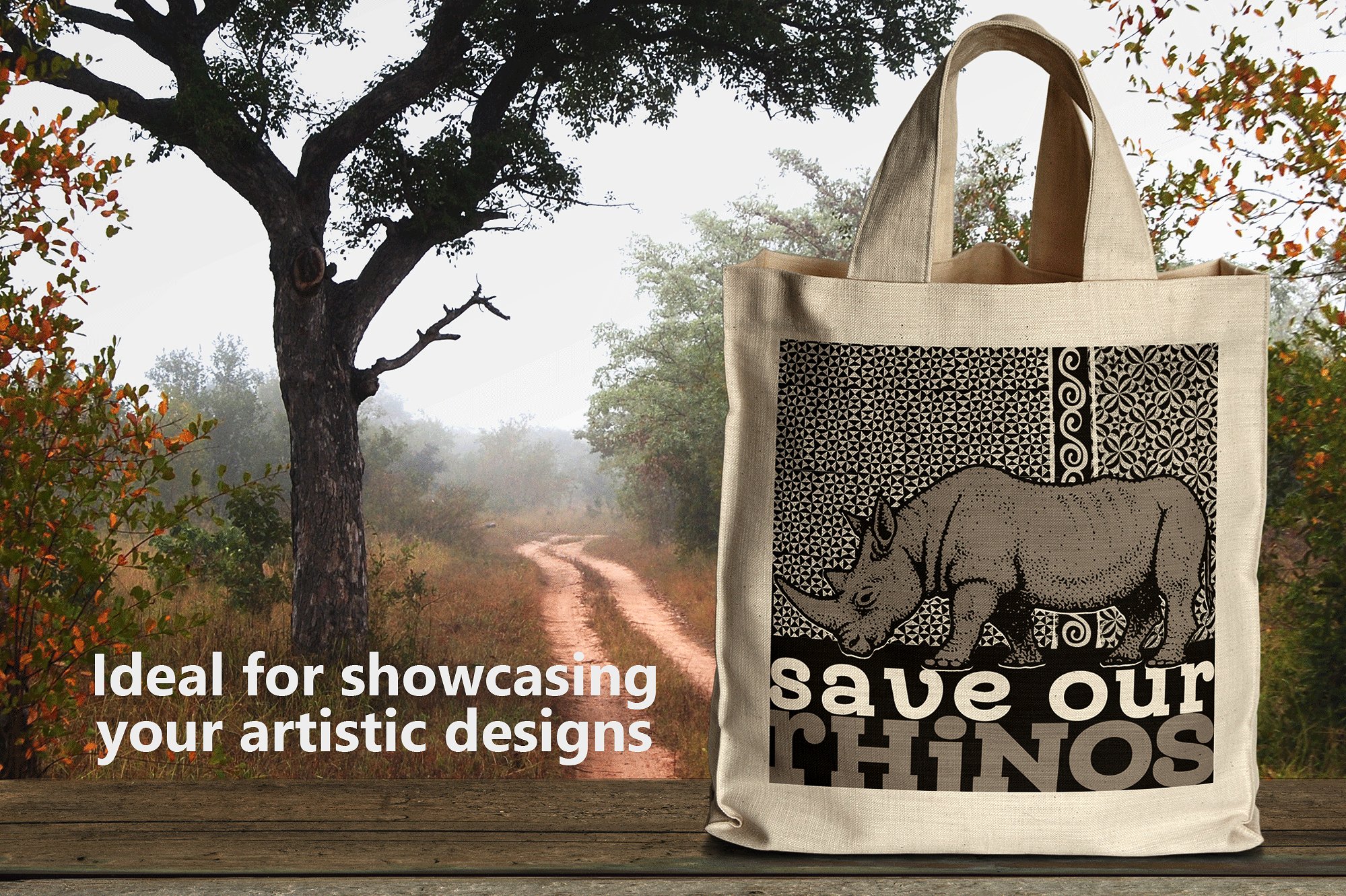 带把手的方形风格环保手提袋设计展示模型Mockups插图(2)