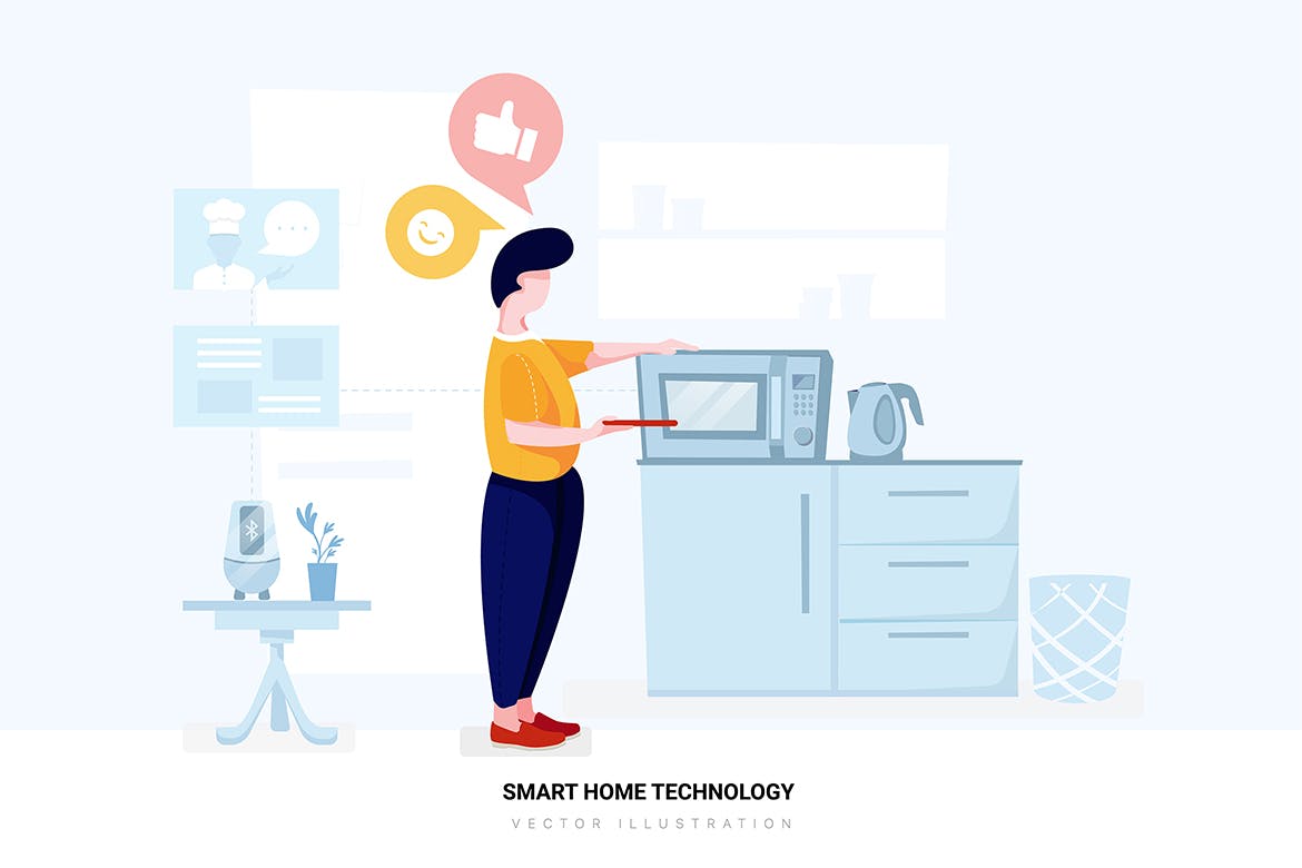 智能家居技术矢量场景插画素材 Smart Home Technology Vector Scenes插图(2)