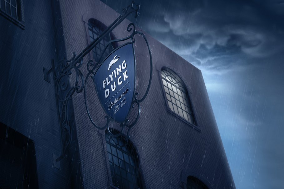 复古风格店招招牌样机 Vintage signboard mock-up插图(2)