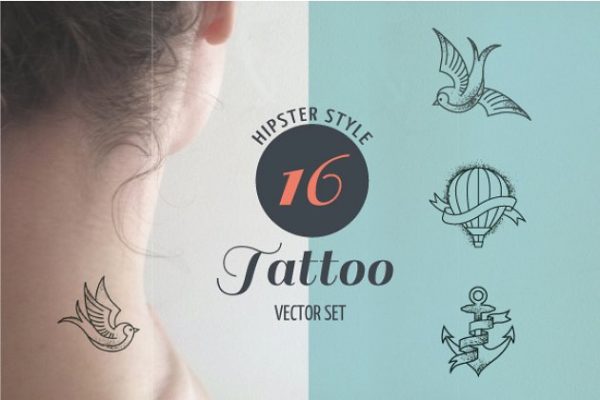 时尚风格纹身矢量图形 Hipster Style Tattoo – vector