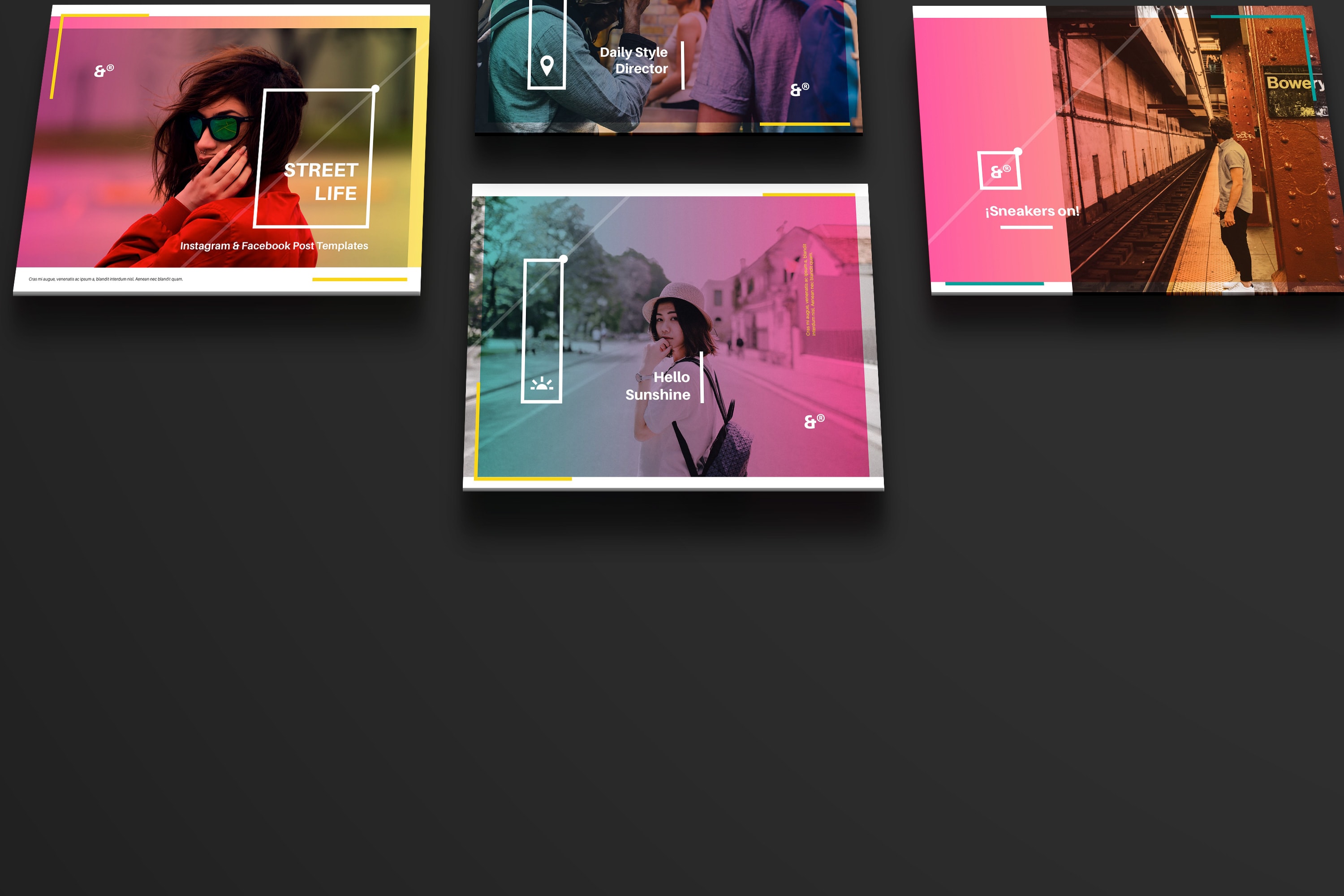 设计媒体创意设计效果图预览等距网格样机模板02 Landscape Perspective Mockup 02插图(3)
