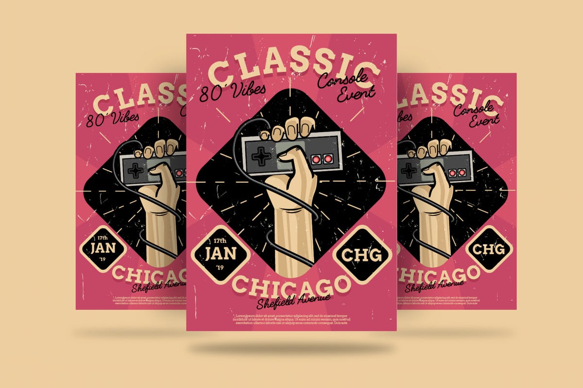 80年代复古风格活动海报设计模板 classic console Flyer插图