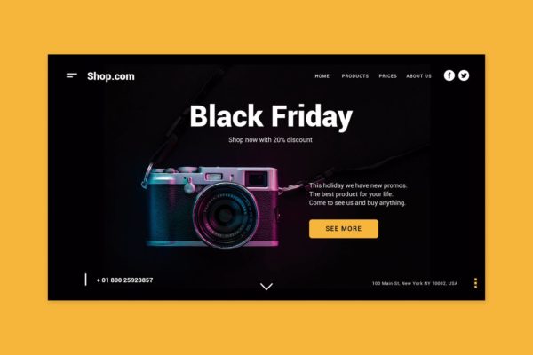 品牌网站黑色星期五促销活动着陆页设计模板 Black Friday Shopping – Landing Page