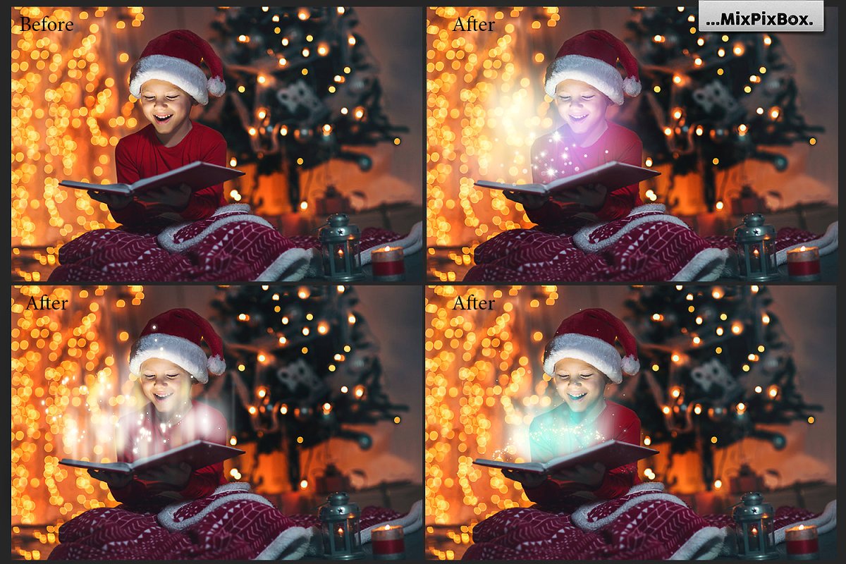 魔法书灯照片叠层背景插图(3)