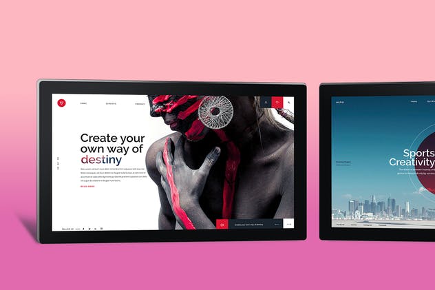 网页设计等距平板电脑屏幕样机 Isometric Screen Mockup插图(5)