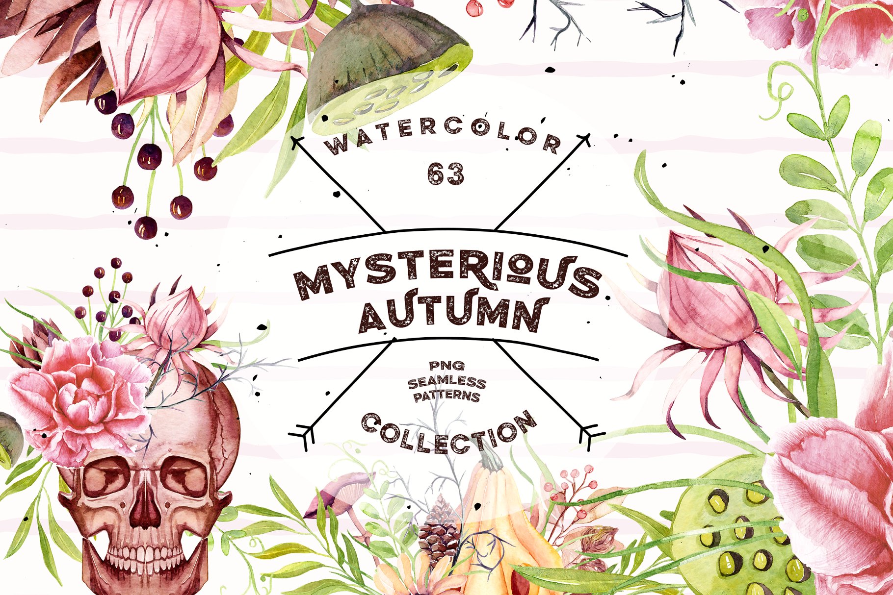 神秘秋天水彩剪贴画合集 Watercolor Mysterious Autumn插图