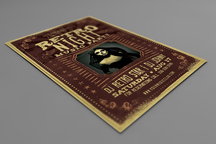 复古做旧风格海报PSD模板 Vintage Grunge Flyer插图(3)