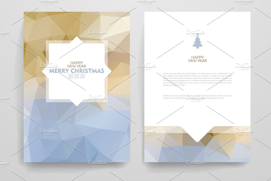 圣诞节主题背景小册子模板 Merry Christmas brochures插图(1)