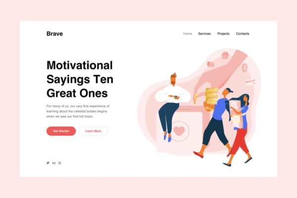 金融货币主题概念插画网站着陆页模板 People with Money Landing Page Illustration