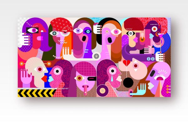 怪诞抽象人物矢量艺术作品v2 Large group of people vector illustration