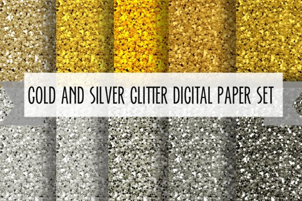 10款金银色调闪光纹理 10 gold and silver glitter textures