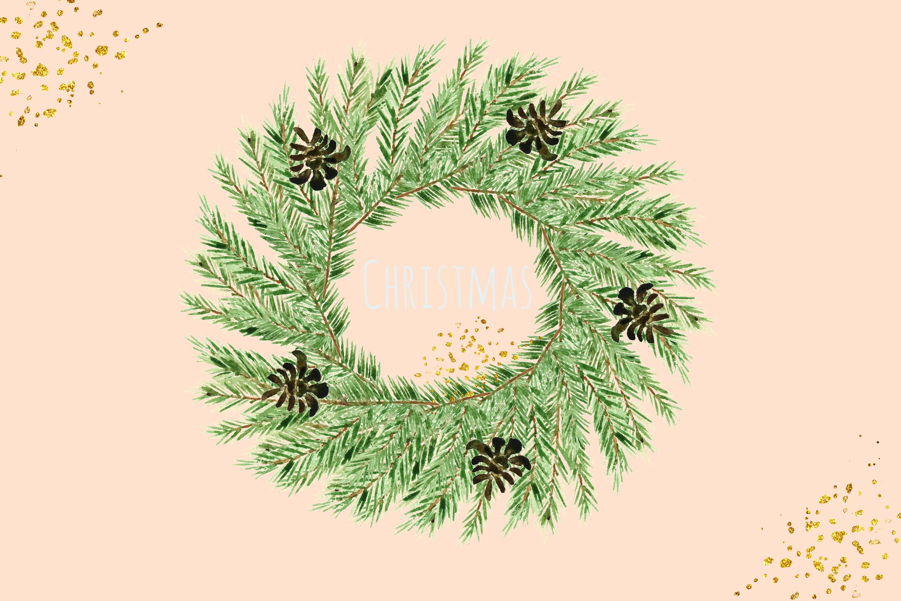 水彩手绘圣诞树剪贴画套装 Christmas tree. Watercolor Clipart插图(4)