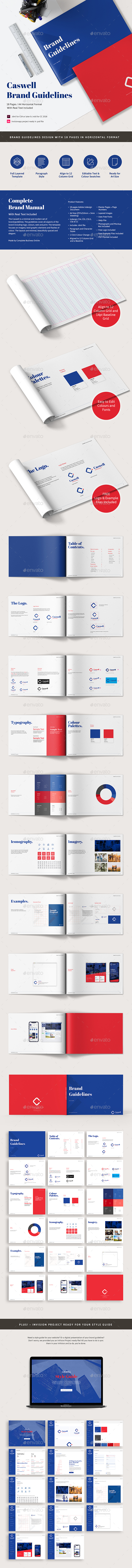 18页A4尺寸的品牌指南模板下载 Caswell A4 Brand Guidelines Template [psd,indd]插图