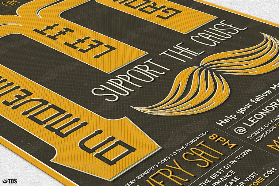 蓄须月胡子节活动派对传单PSD模板 V3 Movember Flyer PSD V3插图(5)