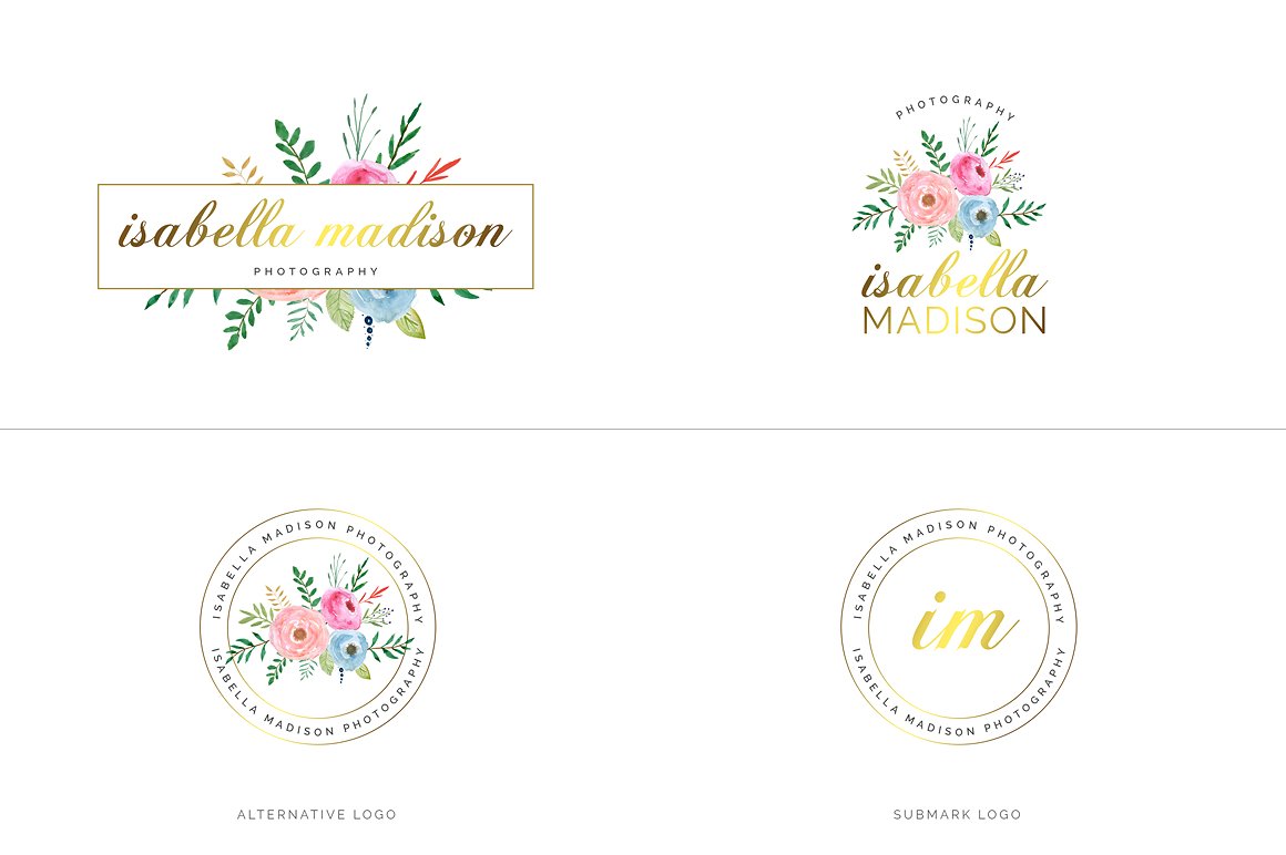 超级水彩风 Logo 设计素材包 Watercolor Premade Branding Logo Kit [模板、纹理&元素]插图(29)
