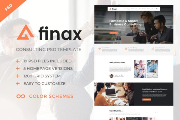 商务咨询类型企业网站PSD模板 Finax – Business Consulting PSD Template