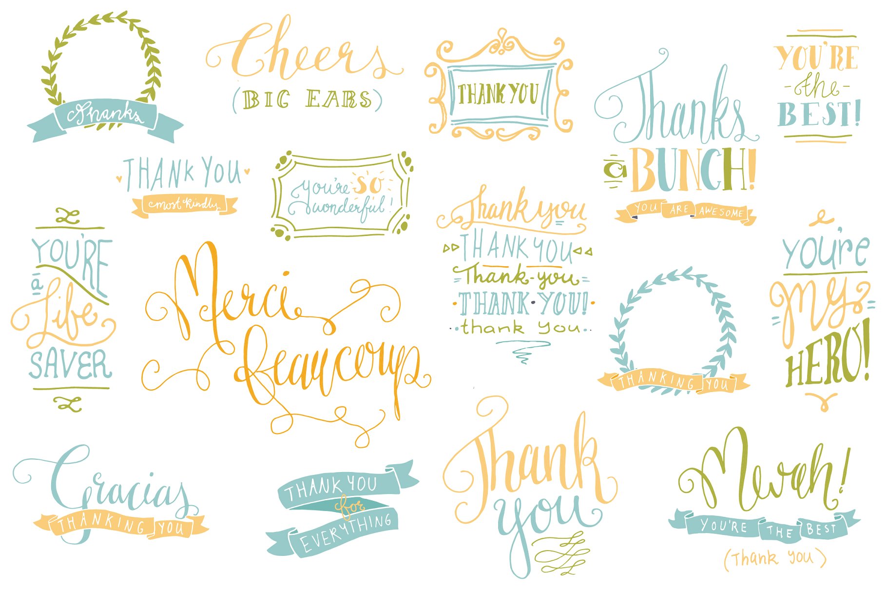 感谢祝福语矢量PS叠层素材 Thank You Photoshop Overlays Vectors插图(2)