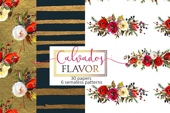 圣诞花饰纸张图案纹理素材 Christmas floral paper pattern pack插图(5)