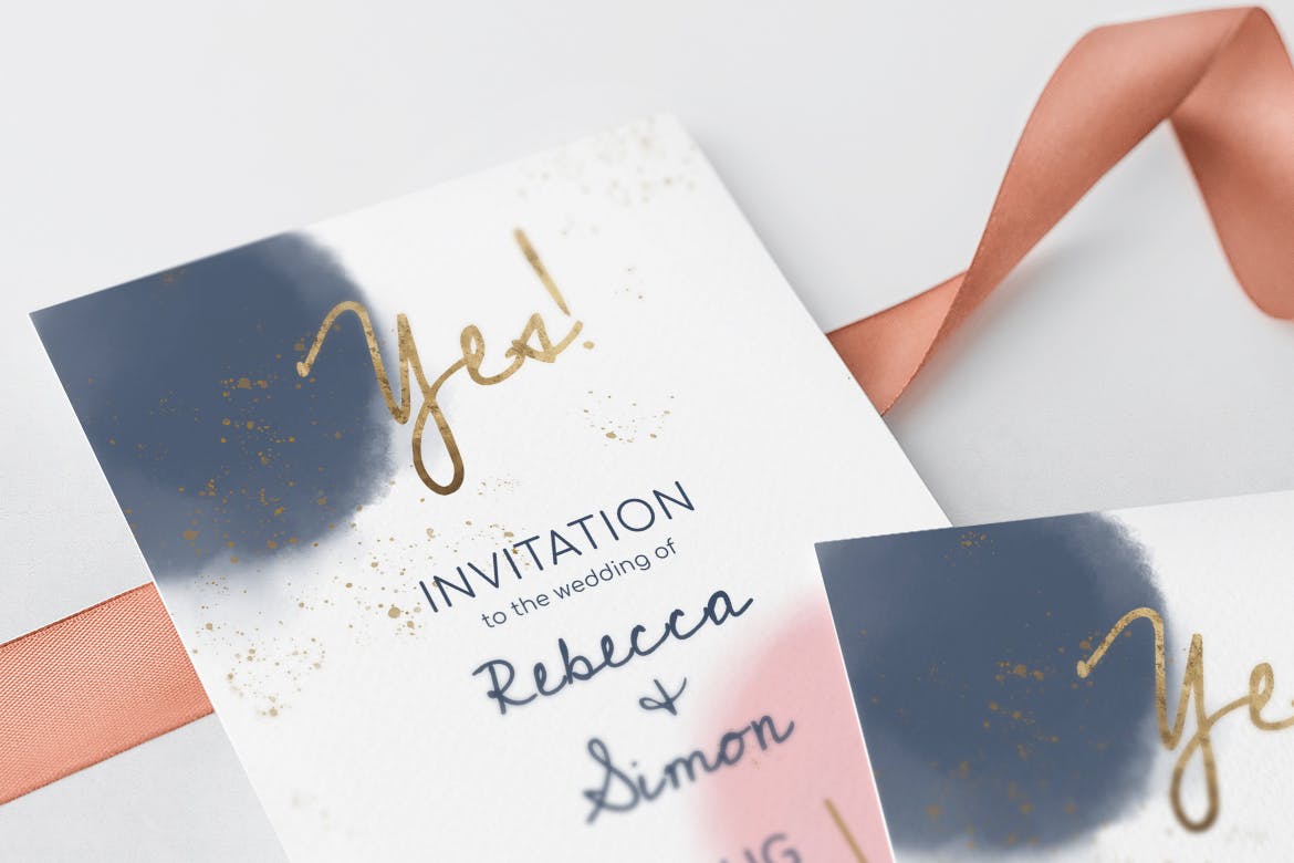 淡水彩艺术婚礼邀请设计素材包v1 Wedding Invitation Set插图(10)