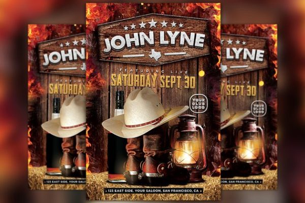 乡村艺术家活动传单模板 Country Artist Event Flyer Template