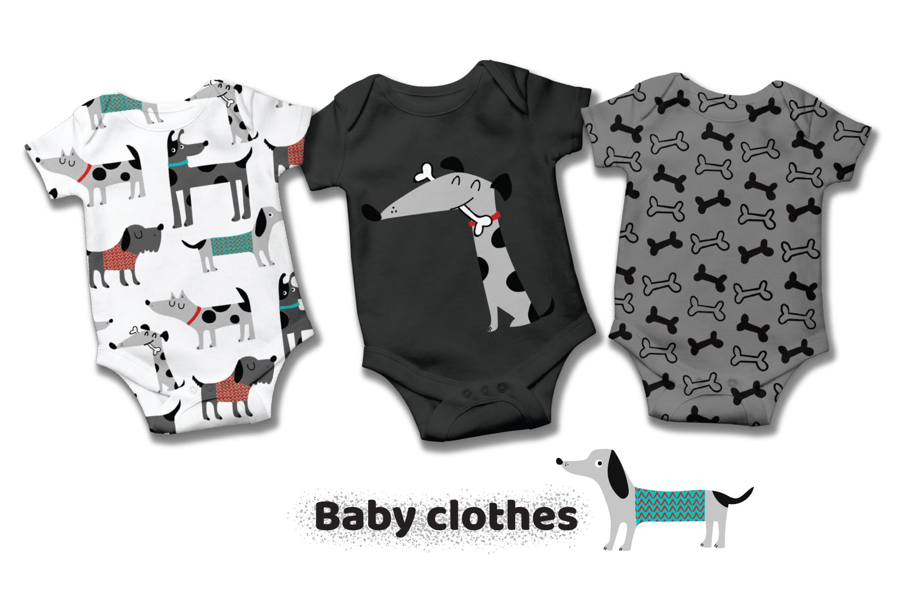 可爱卡通动物手绘图案背景素材库精选 Dogs Friends插图(1)