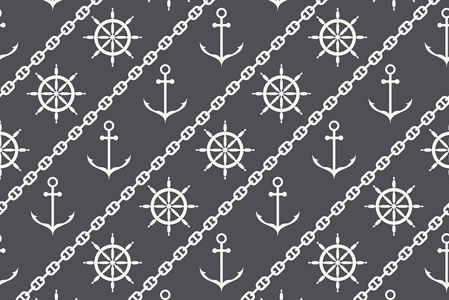 海洋元素无缝图案 Marine Seamless Patterns插图(4)