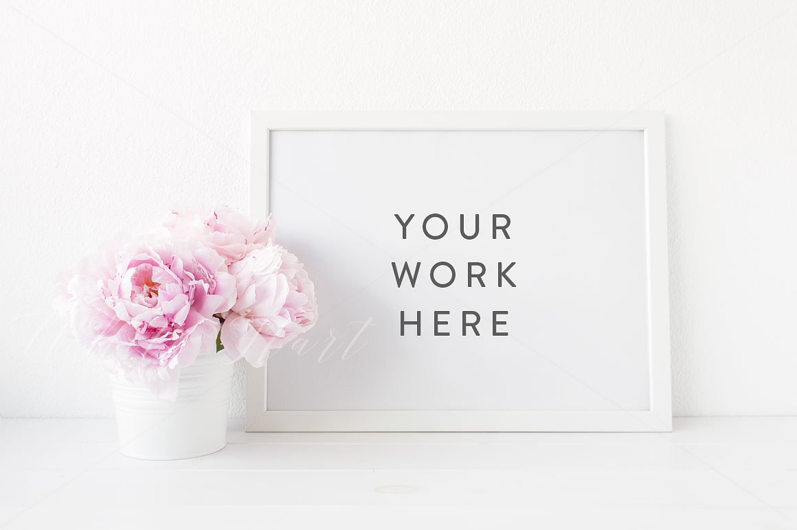 景观花卉造型相框画框样机 Landscape floral styled frame mockup插图