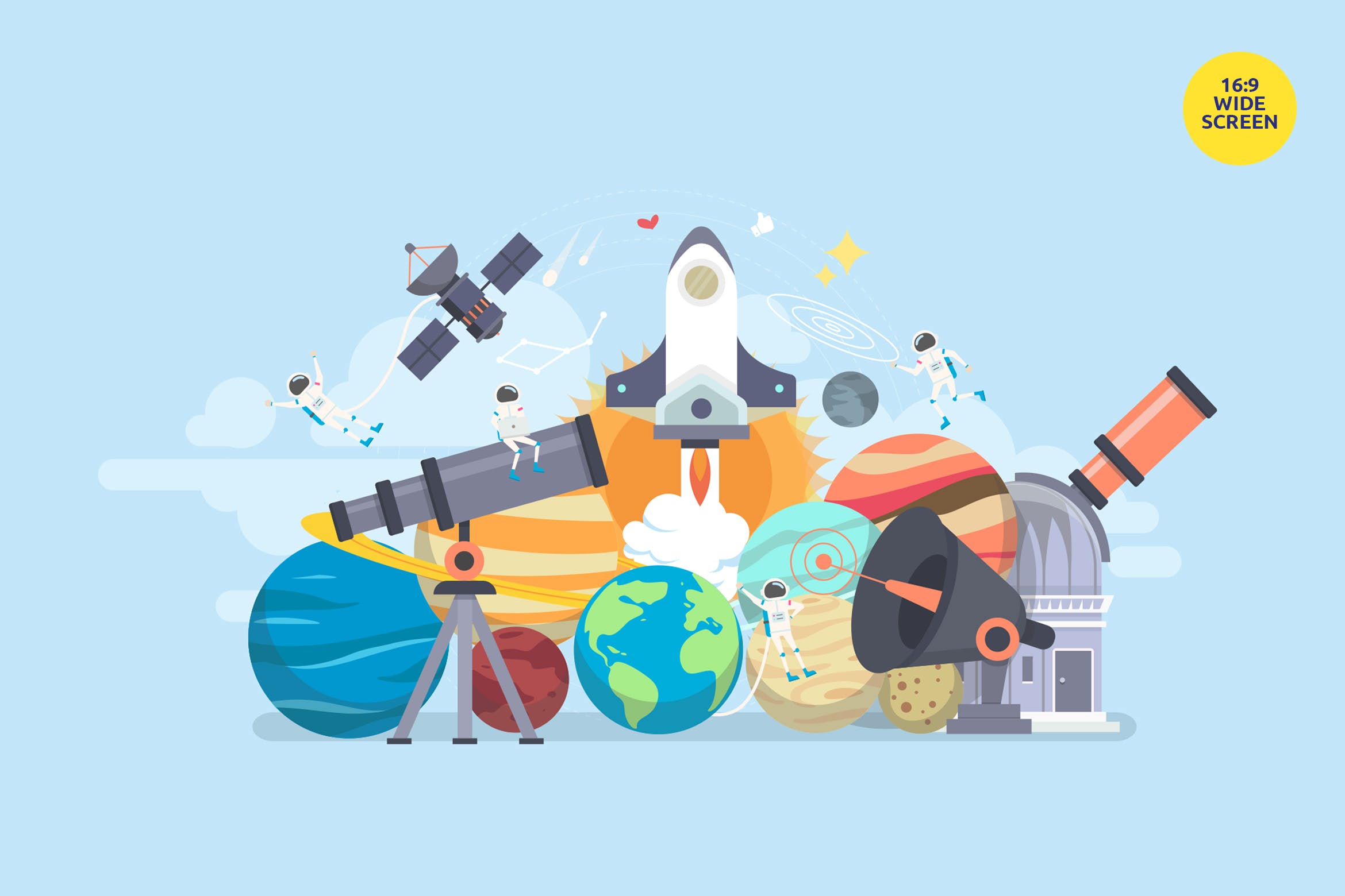 太空科学探索主题矢量概念插画 Space Science Exploration Vector Concept插图