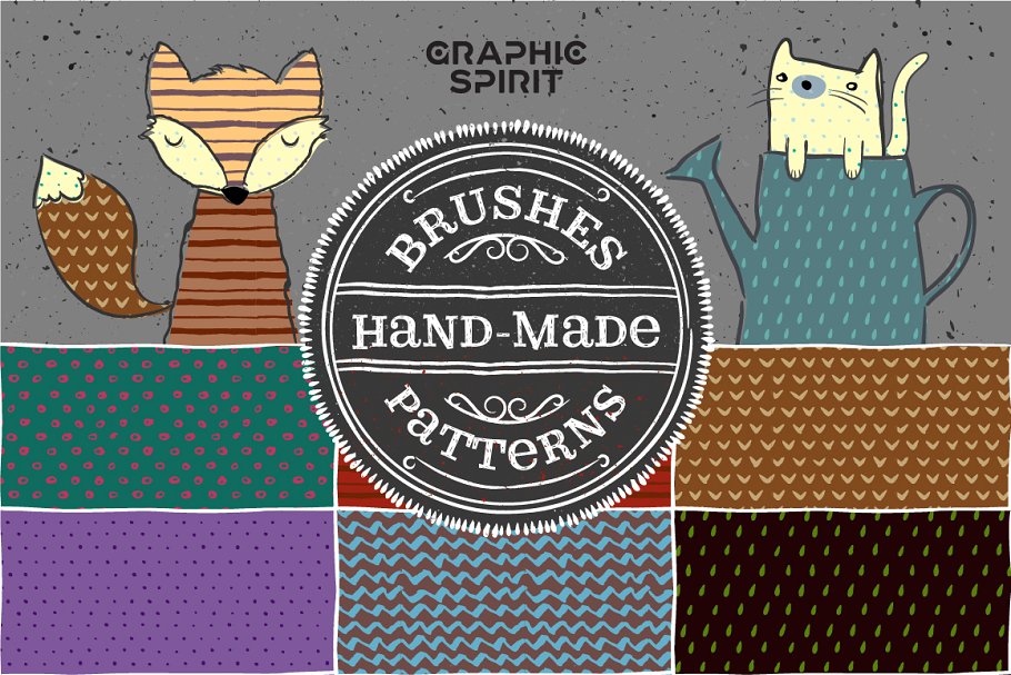 艺术笔画和纹理AI笔刷、纹理素材 Illustrator Brushes and Patterns Set插图