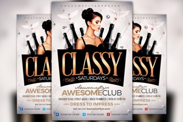 周末活动海报设计模板 Classy Saturdays Flyer Template
