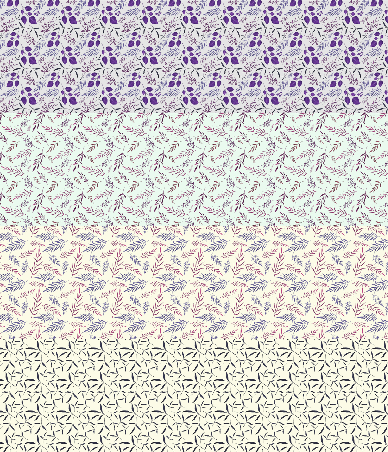 手绘树叶矢量图案无缝纹理素材v2 Nature Hand Drawn Vector Leaf Patterns II插图(1)