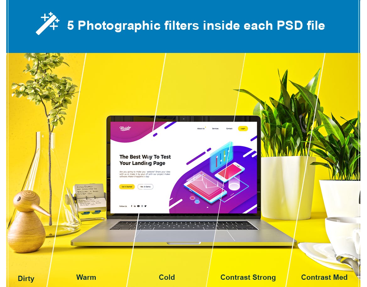 时尚高端渐变绚丽色彩的MacBook Pro UI样机展示模型mockups插图(6)