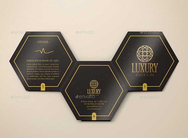 六边形折页宣传小册样机 Hexahedron Trifold Brochure Mock-Up