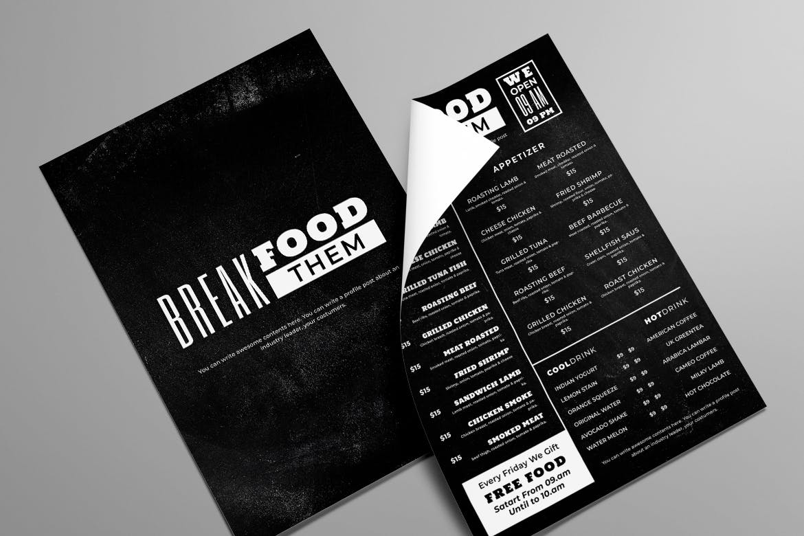 黑板粉笔画排版风格西餐厅/咖啡店菜单设计模板v13 Blackboard Food Menu. 13插图(3)