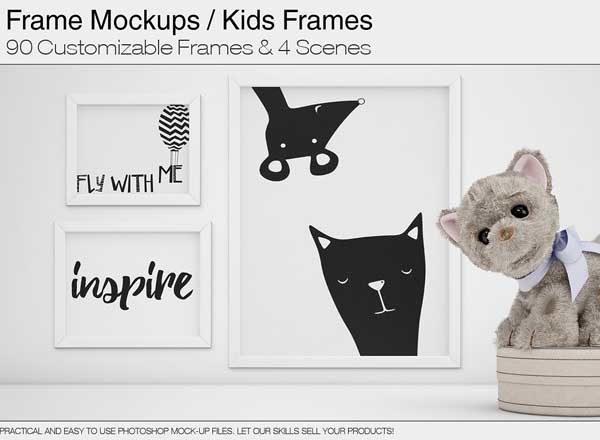 一组适合儿童的相框场景Mockups下载[psd]