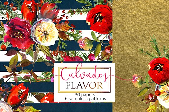 圣诞花饰纸张图案纹理素材 Christmas floral paper pattern pack插图(10)