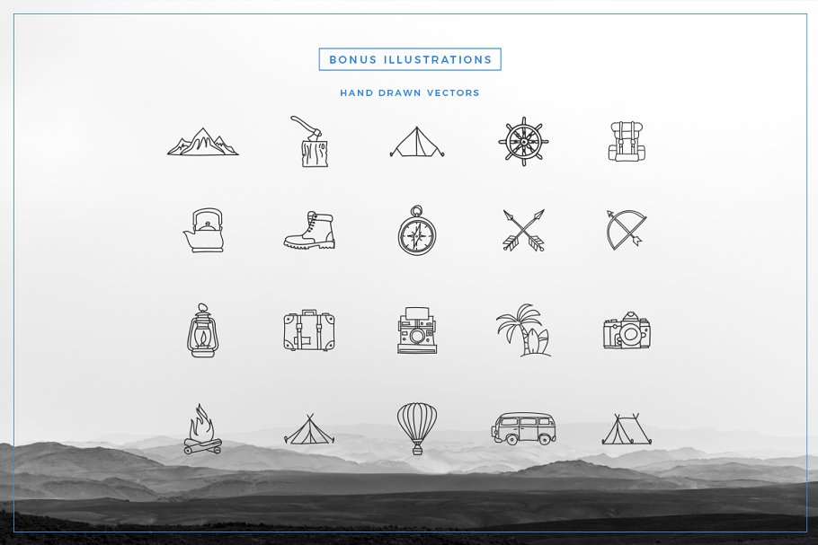 13款手写英文字体合集&Logo模板、矢量插画 Wonderland Fonts Pack & Branding Kit插图(14)