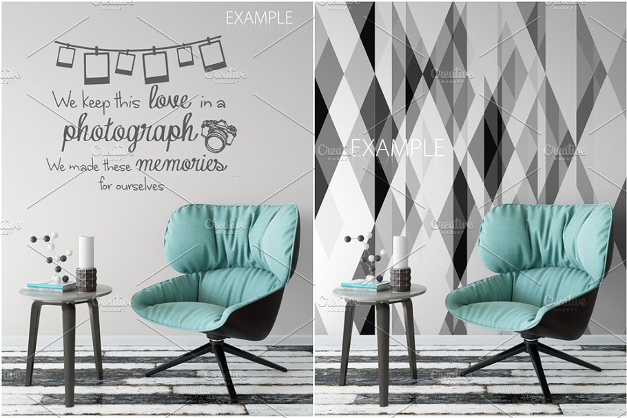 客厅卧室墙纸&相框画框样机模板合集 Interior Wall & Frames Mockup – 2插图(22)