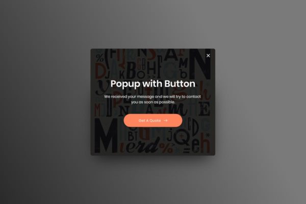 网站通知弹窗窗口设计模板 Popup with Button – Adobe XD