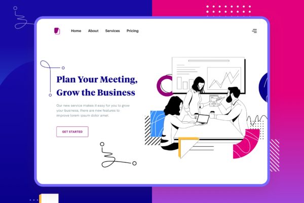 团队协作主题网站设计矢量插画设计素材 Liner – Teamwork