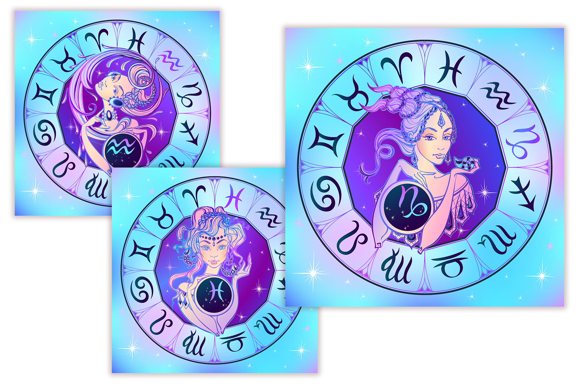 时尚美丽的十二星座创意矢量插画素材下载 [EPS]插图(7)