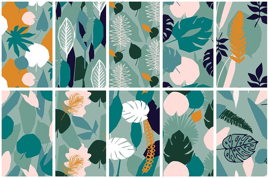 热带丛林矢量图案纹理 Jungle Tropics- Vector Patterns插图(9)
