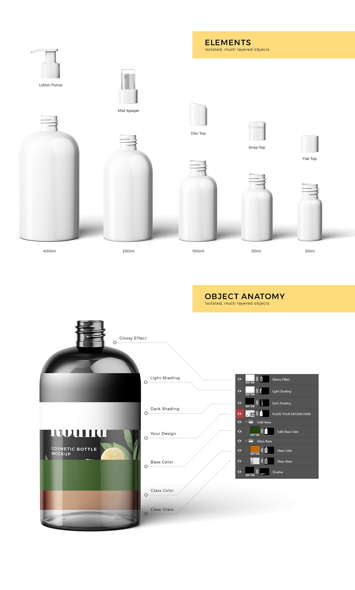 时尚的化妆品样机模型下载Cosmetic Bottles Mockup插图(1)