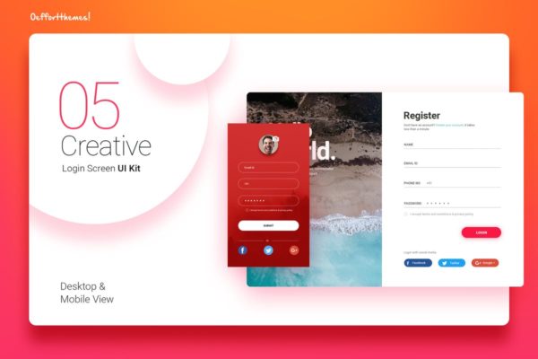 经典实用APP应用用户注册登陆界面模板 Login Screen UI Kit