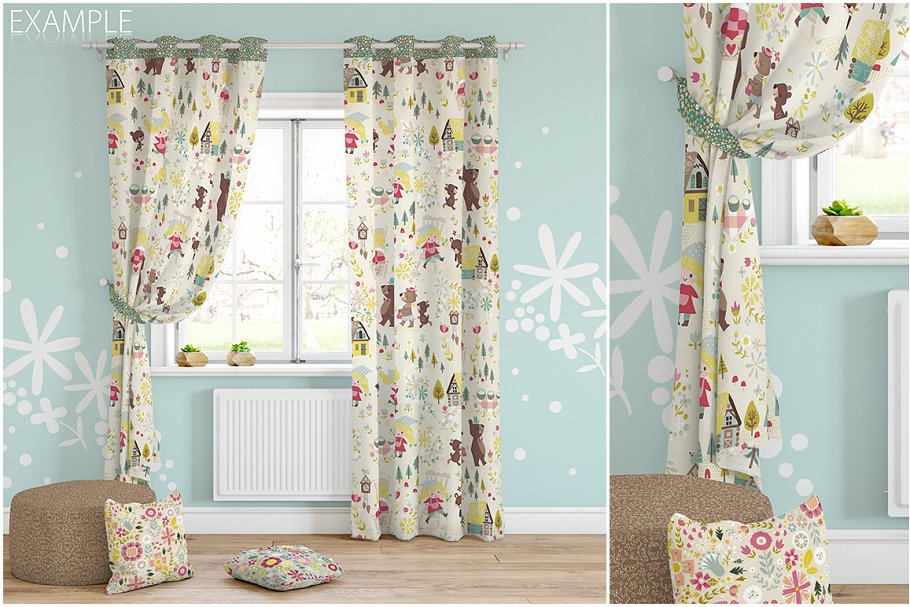 儿童室内织物样机模板 KIDS Interior Fabric Mockup Pack – 1插图(8)